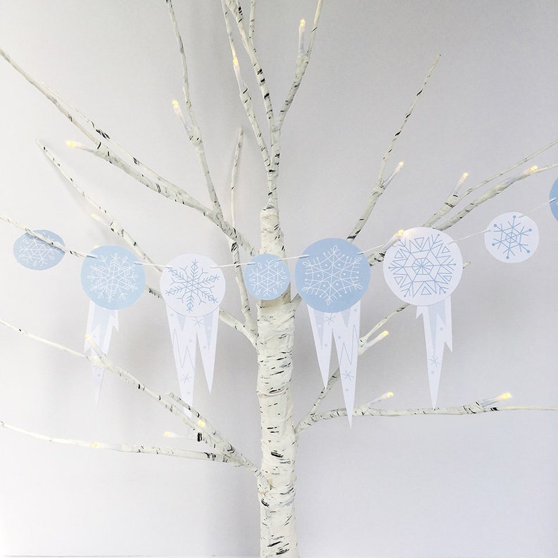 Printable Snowflakes and Icicles Garland and party decor PDF | Etsy