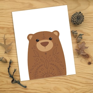 Woodland Bear Printable Diy Wall Art Print Woodland Nursery - Etsy