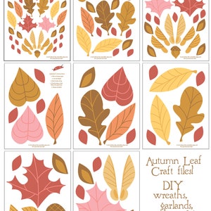 Autumn Fall Leaves decor, PDF, SVG, PNG printable craft files for Garlands, Wreaths, Mandalas, Classroom decor and more image 7