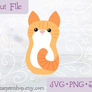 SVG cute Tabby Cat cut file for Cricut, Silhouette, PNG, JPG pets, kitty, kitties clip art