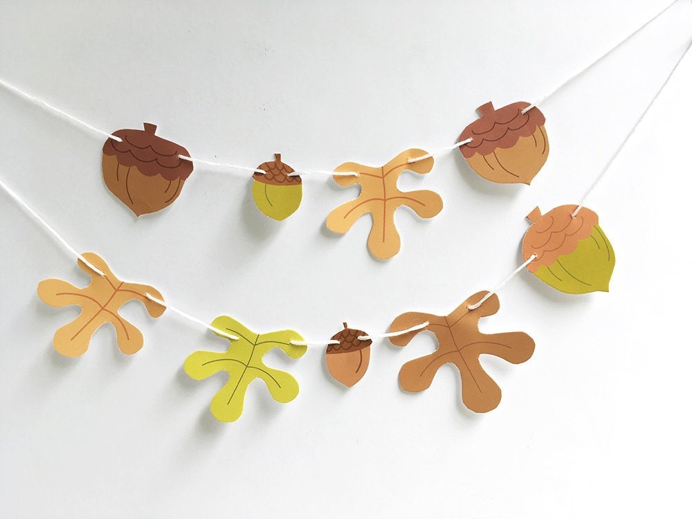 PDF SVG PNG Printable Leaves and Acorns Woodland Art - Etsy