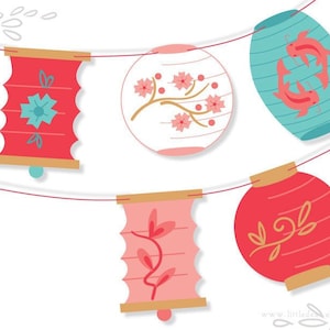 diy Printable Paper Lanterns Garland, PDF, PNG, SVG download art for Party Decorations, Scrapbooking and More image 7