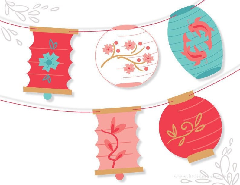 diy Printable Paper Lanterns Garland, PDF, PNG, SVG download art for Party Decorations, Scrapbooking and More image 7