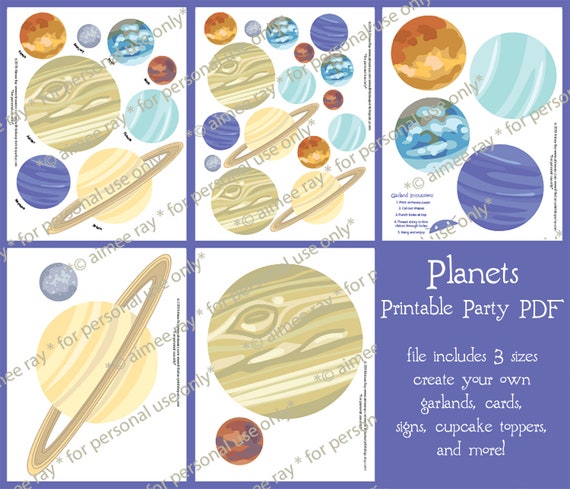 Diy Printable Solar System 8 Planets For Your Outer Space Galaxy Party Make Celestial Garlands Cards Signs Games And More