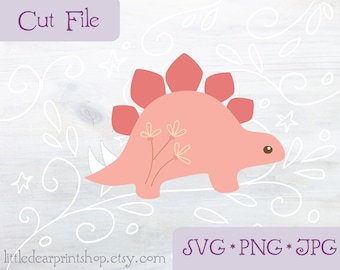 SVG Stegosaurus gesneden bestand voor Cricut, Silhouette, PNG, JPG dinosaurus illustraties