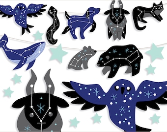 PDF, SVG, PNG Printable Animal Constellations craft print and cut files, outer space, stars, celestial, zodiac