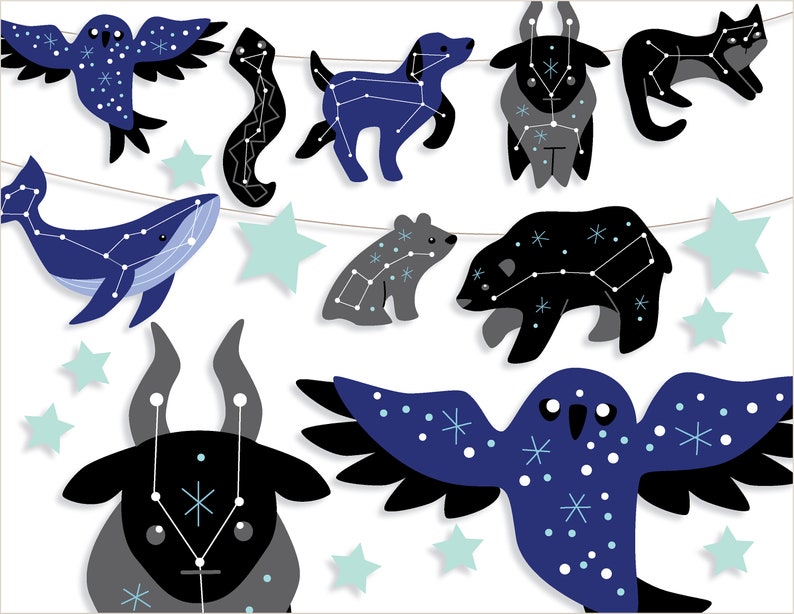 PDF, SVG, PNG Printable Animal Constellations craft print and cut files, outer space, stars, celestial, zodiac image 1