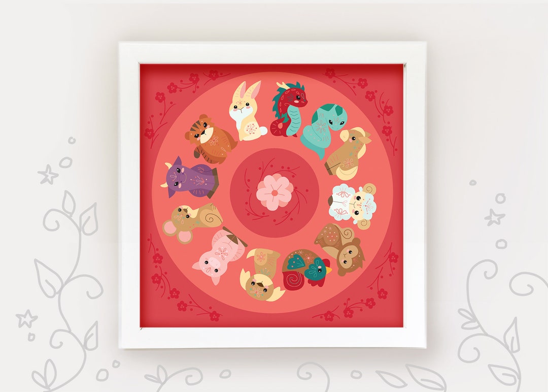 Chinese Zodiac Printable Diy Wall Art Print, Chinese Lunar New Year - Etsy