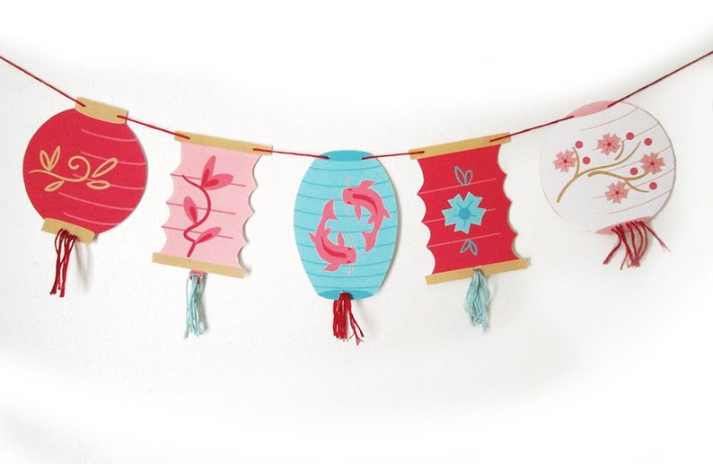 diy Printable Paper Lanterns Garland, PDF, PNG, SVG download art for Party Decorations, Scrapbooking and More image 6