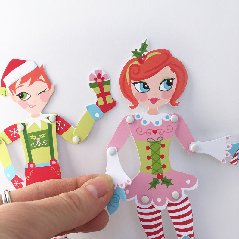 Printable Christmas Elves Diy Paper Dolls Pdf Download Etsy
