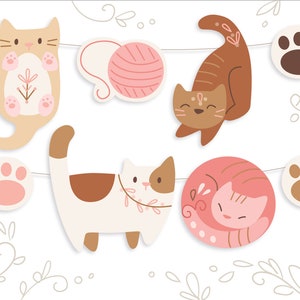 Cute Kitty Cats Printable digital download clip art PDF, PNG, SVG for Cricut, Birthday Party Garlands, Cupcake Toppers and more!