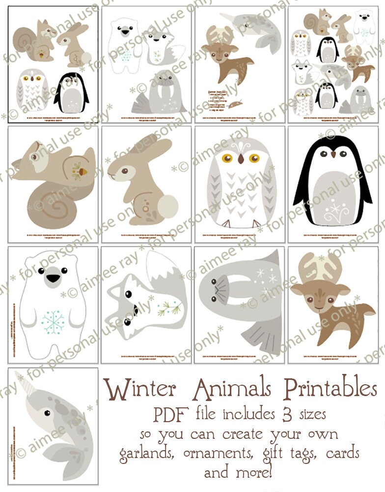 Diy Printable Winter Animals PDF SVG PNG Craft Files for Etsy