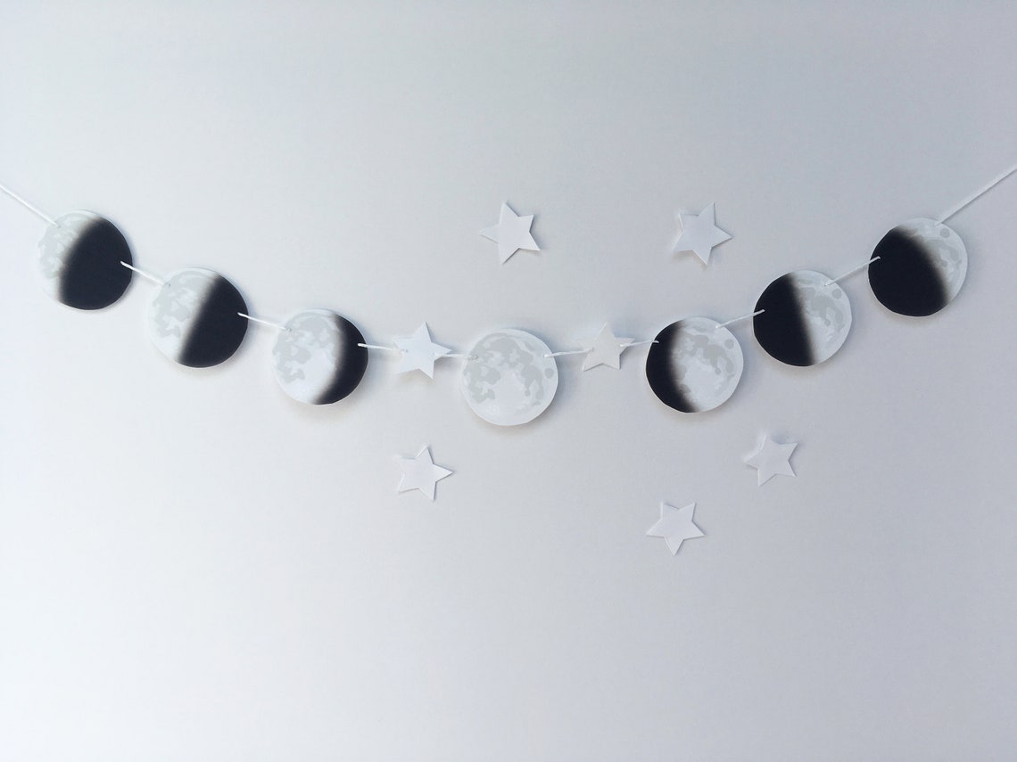 Printable Moon Phases Garland Party Decorations Make Celestial Etsy