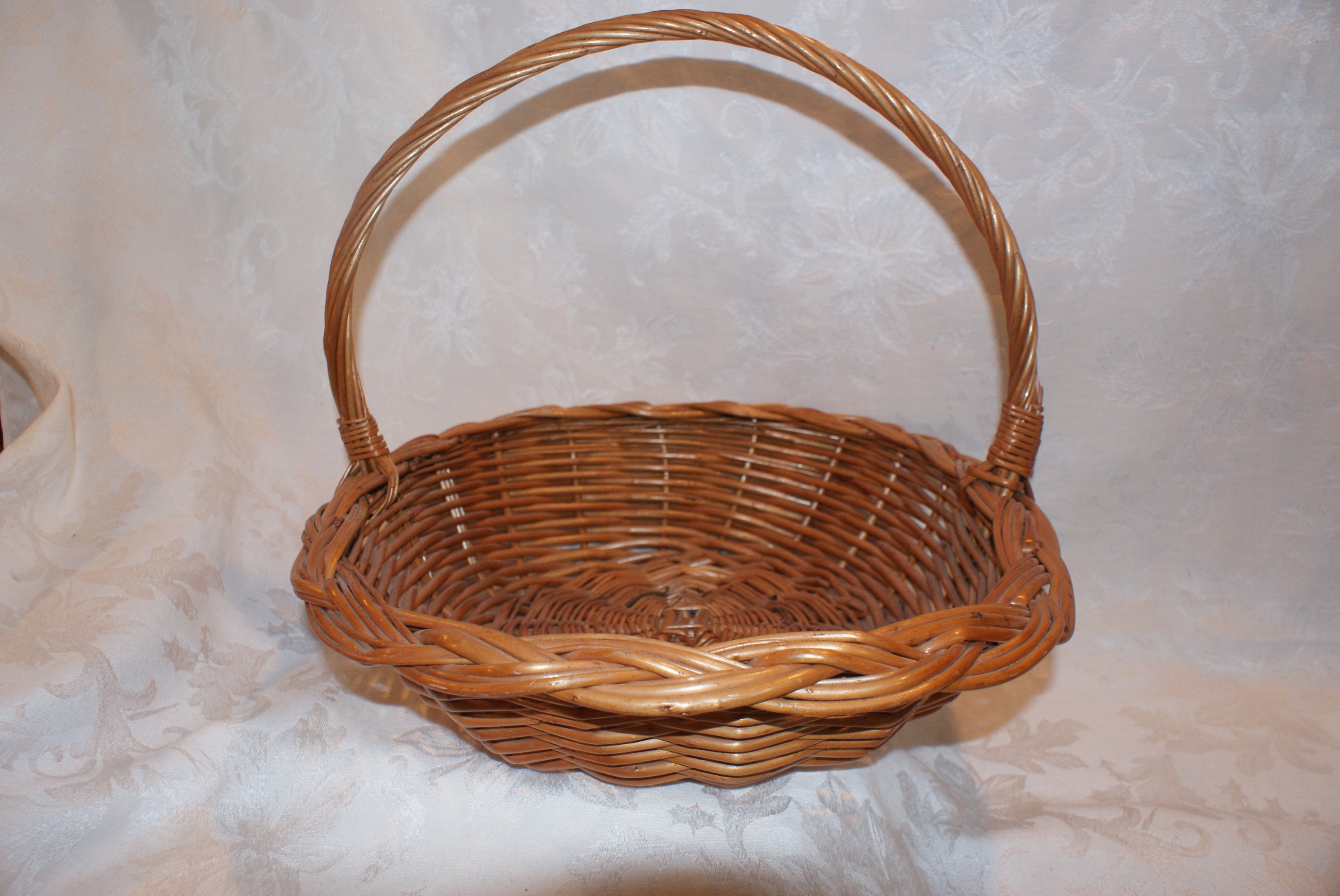Vintage Oval Brown Wicker Basket with Handle a Braided Etsy