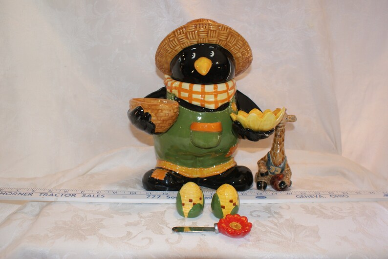 Vintage Cracker Barrel Cookie Jar Scarecrow Salt Pepper Etsy
