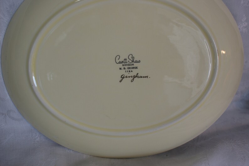 George Large platter serving dish veggie tray gingham pattern Vintage Mid Century W.S