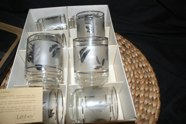 8 Vintage Libbey Glass Hostess Set Silver Foliage Leaf Etsy