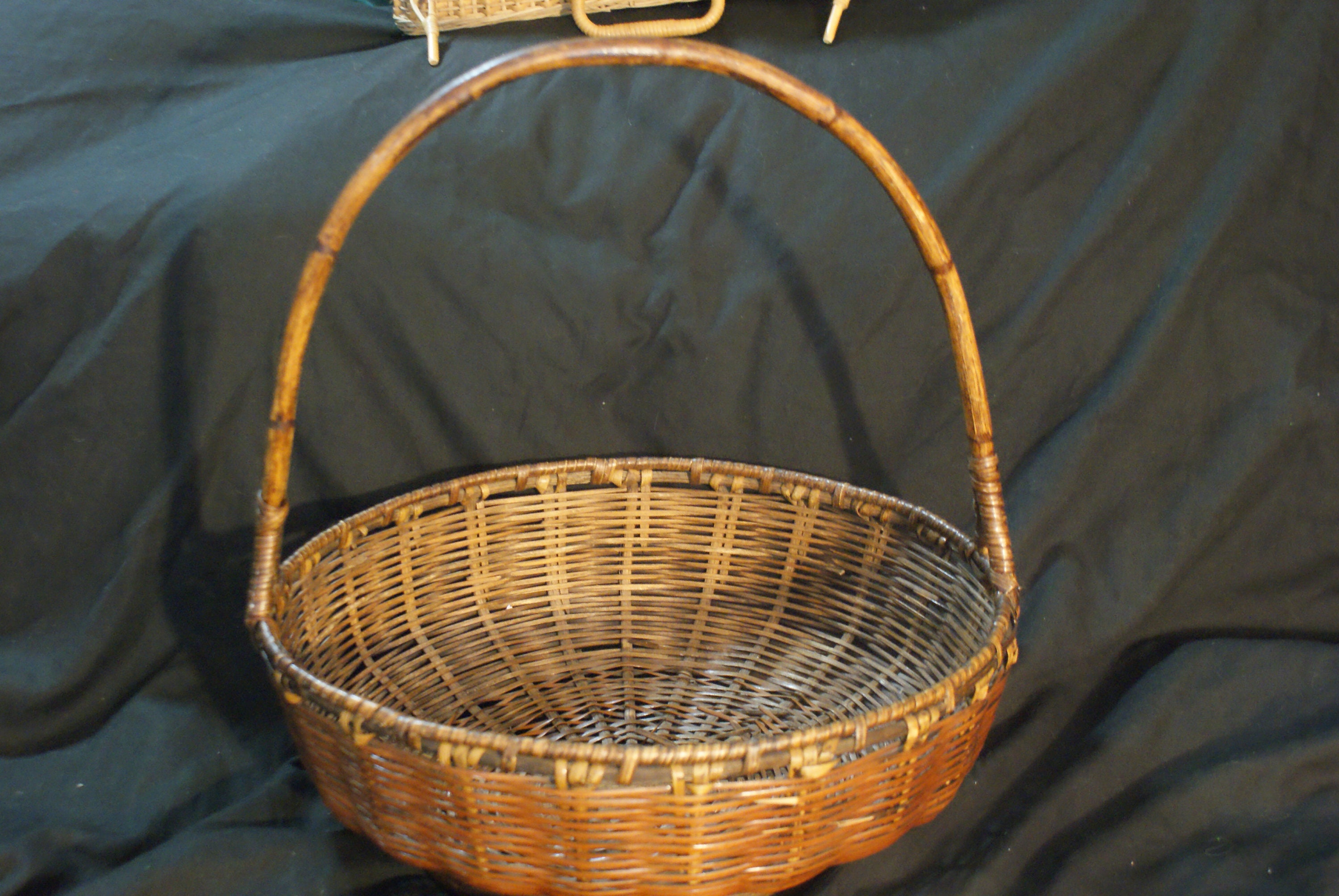LARGE WICKER BASKET with handle reinforced on the bottom Etsy