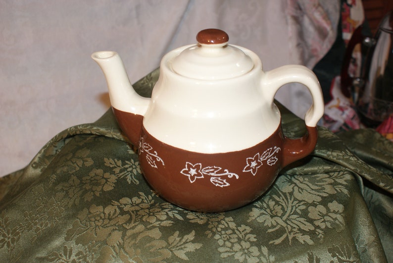 Oxford Stoneware Teapot Universal Cambridge Brown White Teapot Etsy