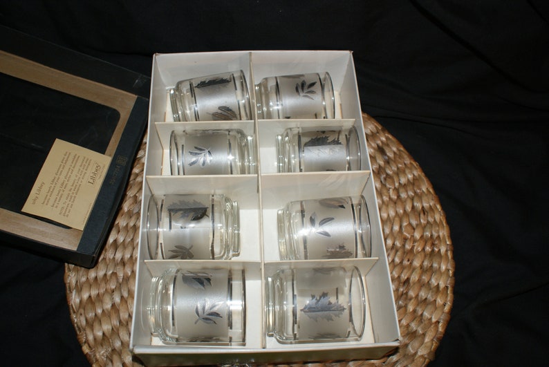 8 Vintage Libbey Glass Hostess Set Silver Foliage Leaf Etsy