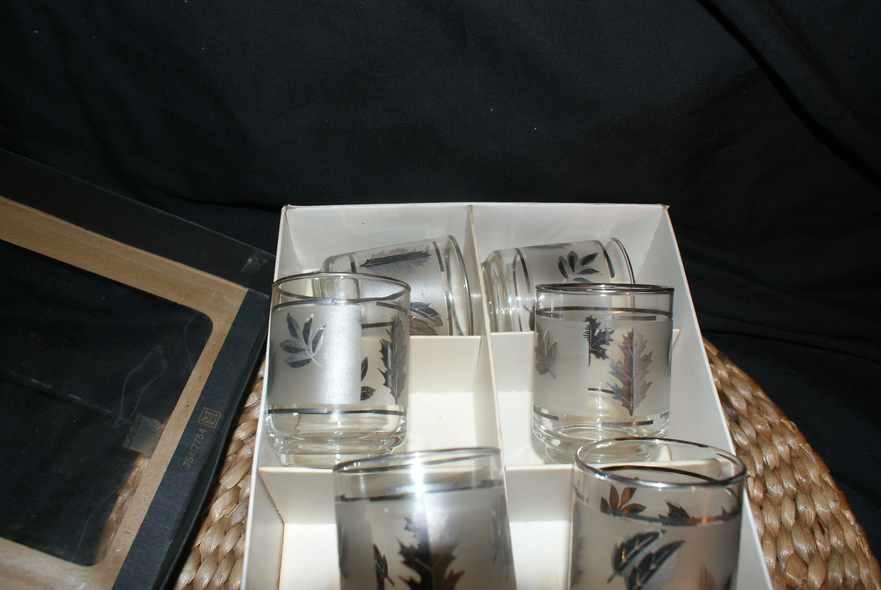 8 Vintage Libbey Glass Hostess Set Silver Foliage Leaf Glasses Etsy