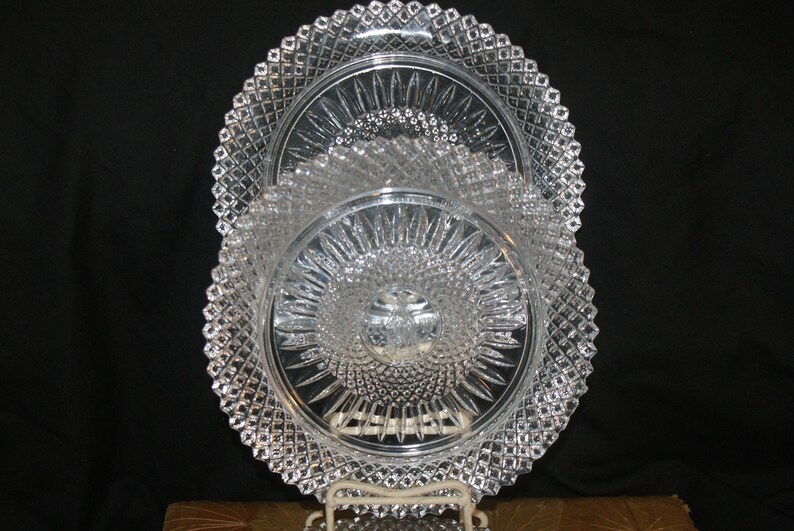 Heavy Cut Glass Avon Crystal Plates Commemorative 1970 Dessert Etsy
