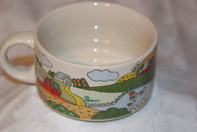 Country Cottage Vegetable Soup Bowl 4.5 Farmhouse Soup for Two  ..