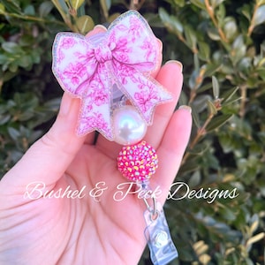 Pink Bow Ausweisrolle, Glitter Ausweisrolle, Kokette Ausweisrolle, personalisierte Ausweisrolle, Krankenschwester Ausweisrolle, benutzerdefinierte Ausweisrolle, Ausweisrolle