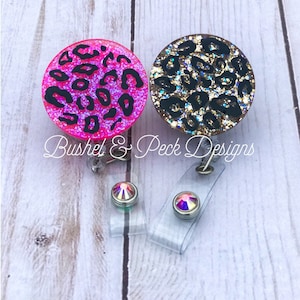 Glitter badge reel, leopard badge reel, personalized badge reel, nurse badge reel, custom badge reel, badge reel