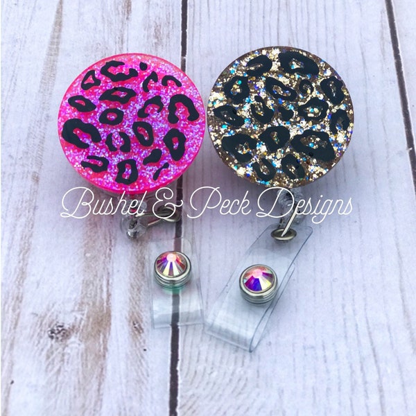 Carrete de insignia brillante, carrete de insignia de leopardo, carrete de insignia personalizado, carrete de insignia de enfermera, carrete de insignia personalizado, carrete de insignia