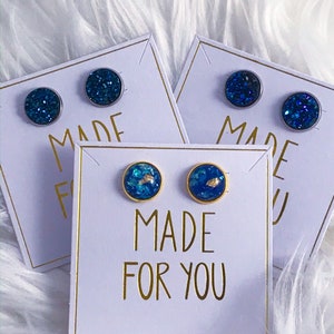 Pendientes druzy azul/faux druzy azul/pendientes de trabajo/pendientes de verano