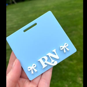 Acrylic Badge Buddy, Personalized Badge Holder, Gift for Nurse, RN, Doctor, Technician, Many Color & Size Options, glitter badge buddy, RN