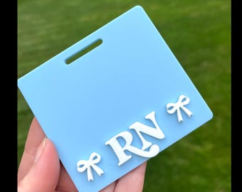 Acrylic Badge Buddy, Personalized Badge Holder, Gift for Nurse, RN, Doctor, Technician, Many Color & Size Options, glitter badge buddy, RN