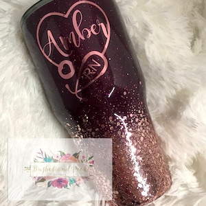 Rose Gold Ombré Glitter Tumbler/rn tumbler/glitter yeti