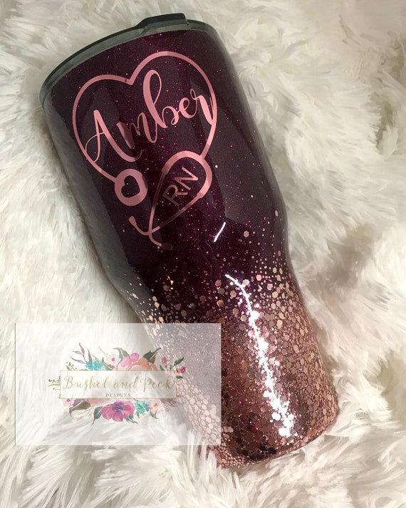 Rose Gold Ombré Glitter Tumbler/rn Tumbler/glitter Yeti