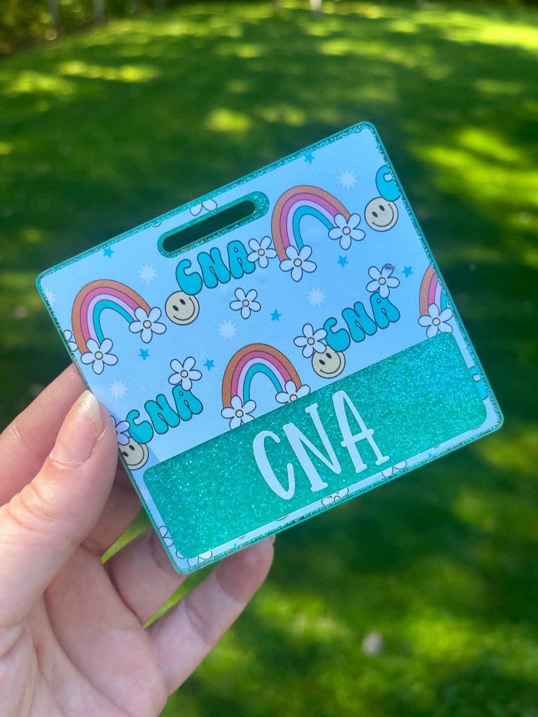 Glitter Badge Buddy/cna Badge Buddy/retro Cna Badge Buddy/cna Id Tag Etsy