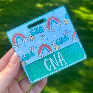 Glitter Badge buddy/cna badge buddy/retro cna badge buddy/cna Id tag