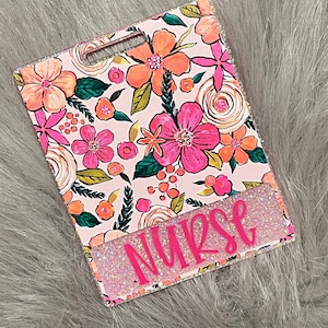 Glitter Badge buddy / badge buddy / bloem badge buddy / id-tag / zomerbadge buddy / roze