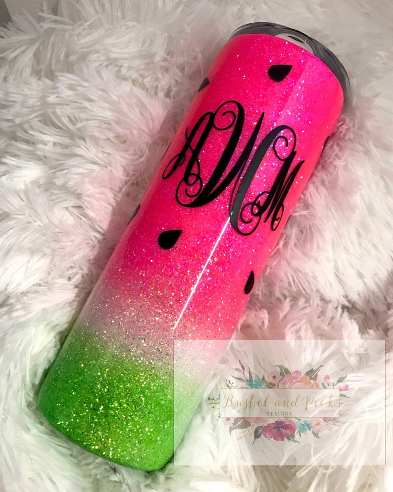 Watermelon Glitter Tumbler/glitter Tumbler/summer Glitter Etsy