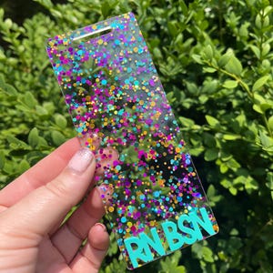 Acrylic Badge buddy/sparkle badge buddy/3d badge buddy badge buddy/custom id tag