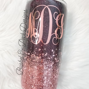 Rose Gold Ombré Glitter Tumbler/monogrammed tumbler/glitter yeti