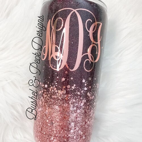 Rose Gold Ombré Glitter Tumbler/rn Tumbler/glitter Yeti Etsy