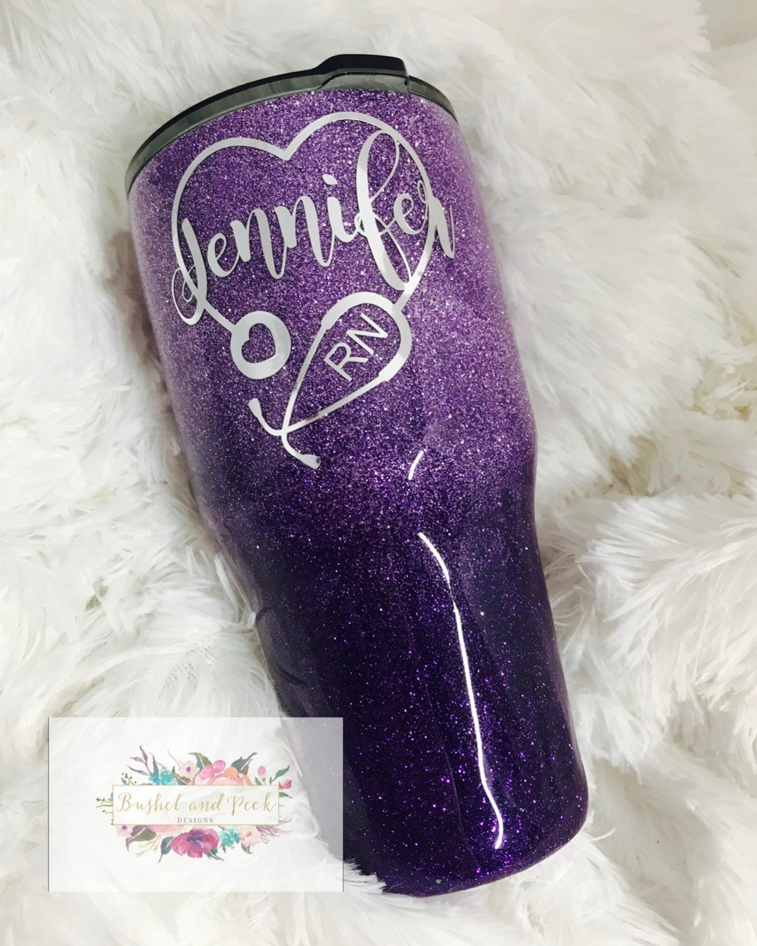 Glitter coated YETI ~ Stainless Steel ~ 20 oz Rambler Tumbler ~ Light Purple  ~ Lavender ~ Coffee mug or cup by MapleCreekShoppe on