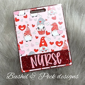 Glitter Badge buddy/ badge buddy/valentine’s day badge buddy/ id tag/ hearts badge buddy/ red