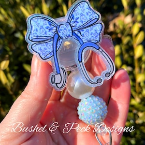 Bow badge reel, Glitter badge reel, coquette badge reel, personalized badge reel, nurse badge reel, custom badge reel, badge reel