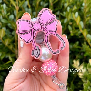 Pink Bow Ausweisrolle, Glitter Ausweisrolle, Kokette Ausweisrolle, personalisierte Ausweisrolle, Krankenschwester Ausweisrolle, benutzerdefinierte Ausweisrolle, Ausweisrolle