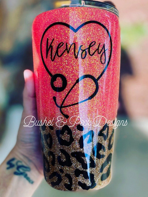 Leopard Glitter Tumbler/coral to Leopard Glittered Tumbler/leopard