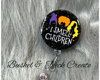 Halloween Glitter badge reel, personalized badge reel, nurse badge reel, custom badge reel, black Sanderson badge reel