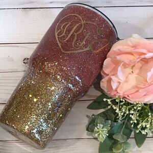 Rose Gold Ombré Glitter Tumbler/monogrammed tumbler/glitter tumbler/glitter yeti