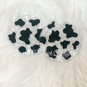 Glitter Car Coasters/ Resin Coasters/ glitter Cupholder Coaster/ Car Accessories/cow print glitter car coaster